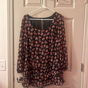 Trixxi Black Dress with Red Floral Design